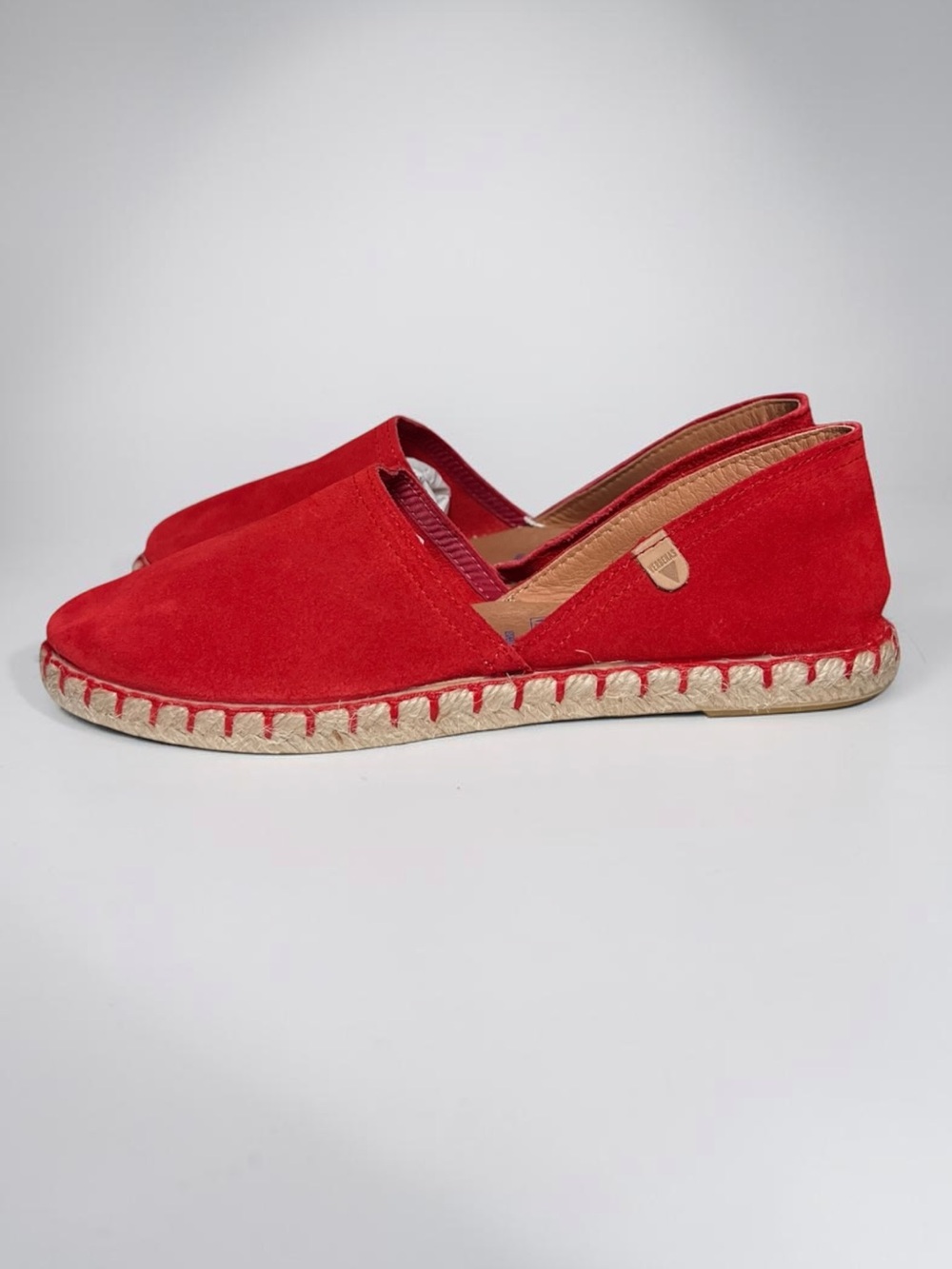 🌻EUC Verbenas Carmen Espadrilles Fire Red Suede D'Orsay Jute Sole Women's 37